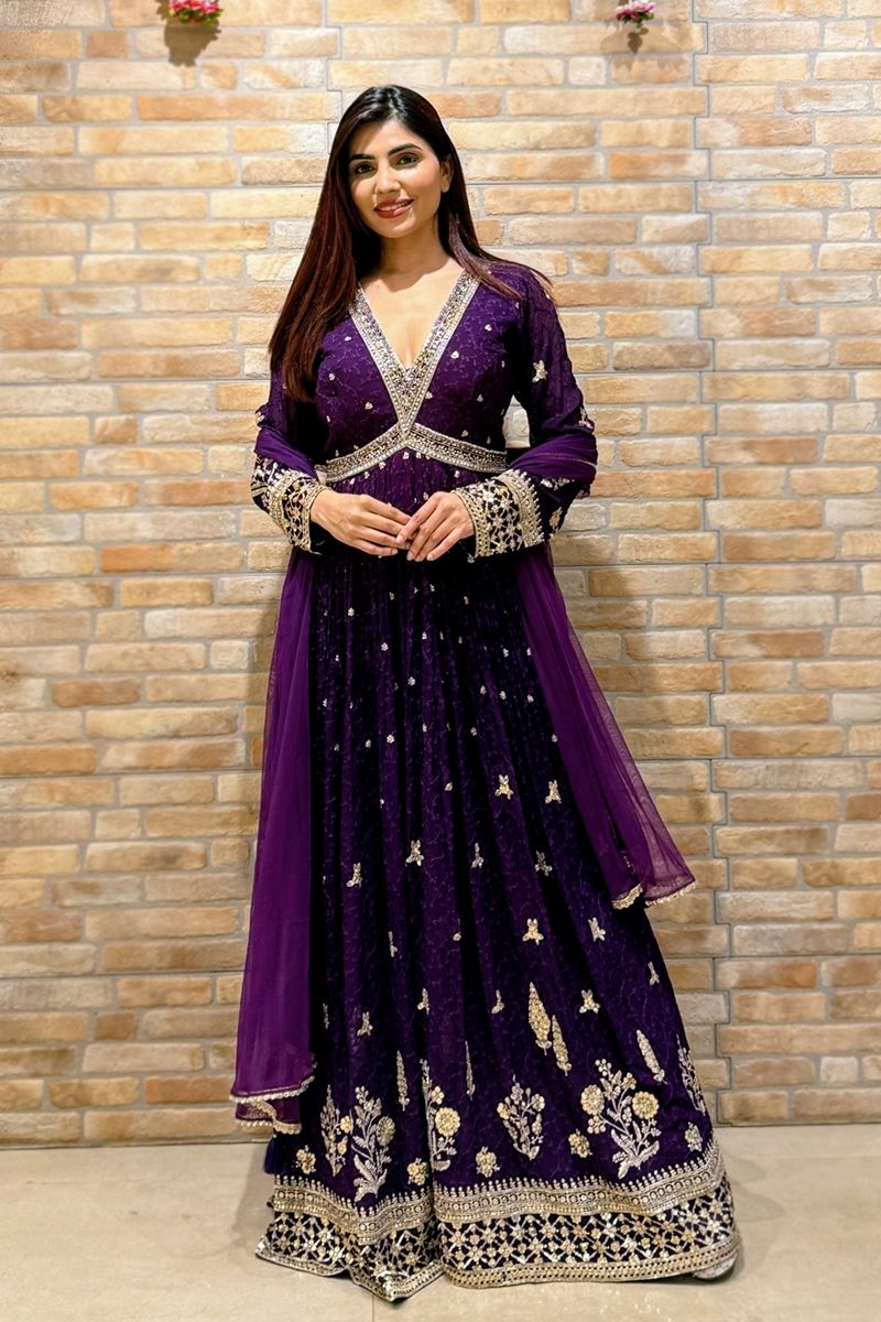 Flawless Faux Georgette Designer Anarkali Suit for Wedding, Reception, and Sangeet