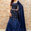 Exuberant Navy Blue Designer Indo-Western Lehenga Choli for Engagement and Reception