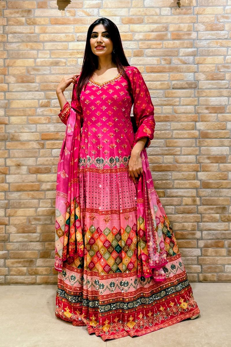 Outstanding Silk Designer Anarkali Suit for Wedding, Reception, and Sangeet