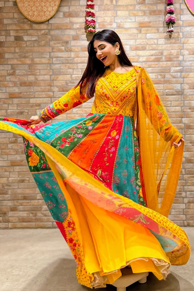 Striking Cotton Designer Anarkali Suit for Wedding, Reception, and Sangeet