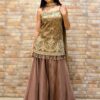Creative Dusty Brown Designer Palazzo Suit for Reception, Sangeet, and Parties