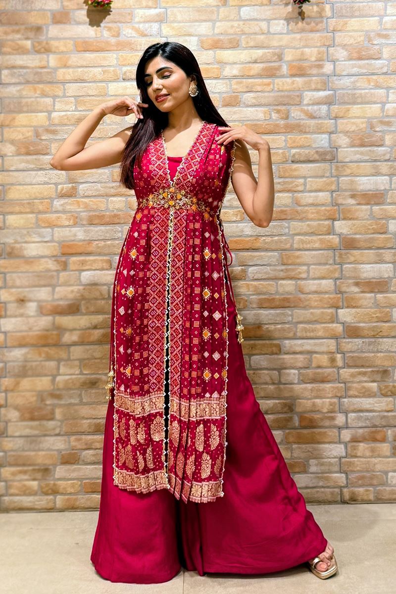 Stunning Silk Designer Palazzo Suit for Reception, Sangeet, and Parties