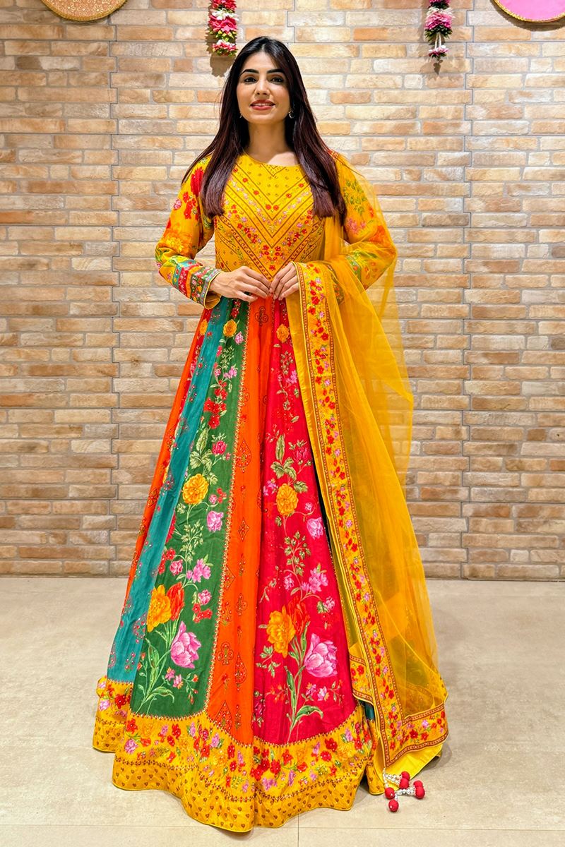 Striking Cotton Designer Anarkali Suit for Wedding, Reception, and Sangeet